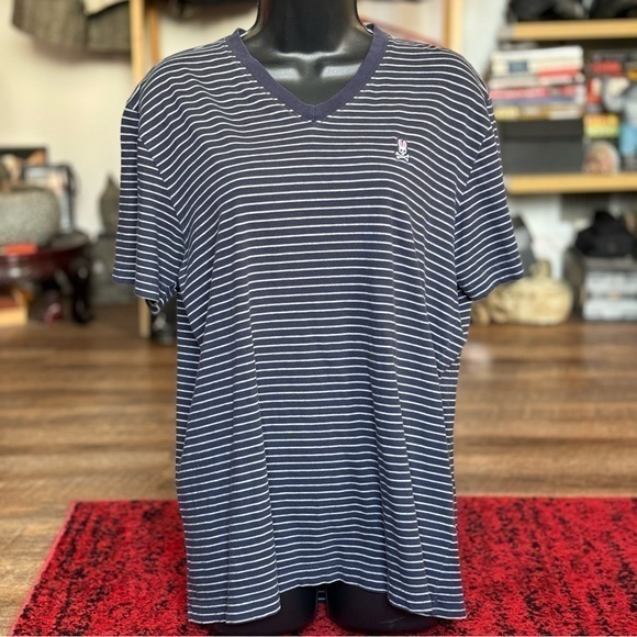 Psycho Bunny Blue and White StripesSize 5 (medium)